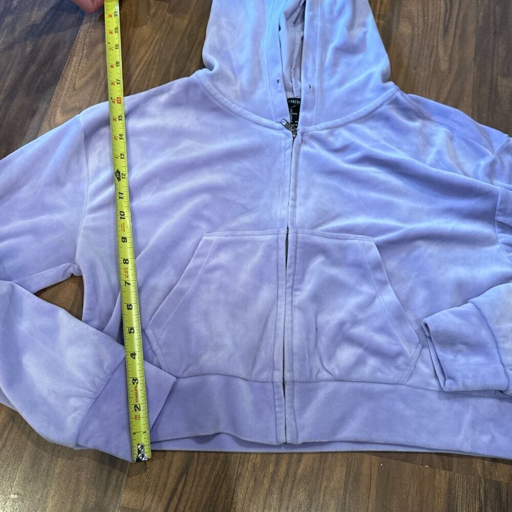 Light blue cropped zip up hoodie velvet - Picture 6 of 8